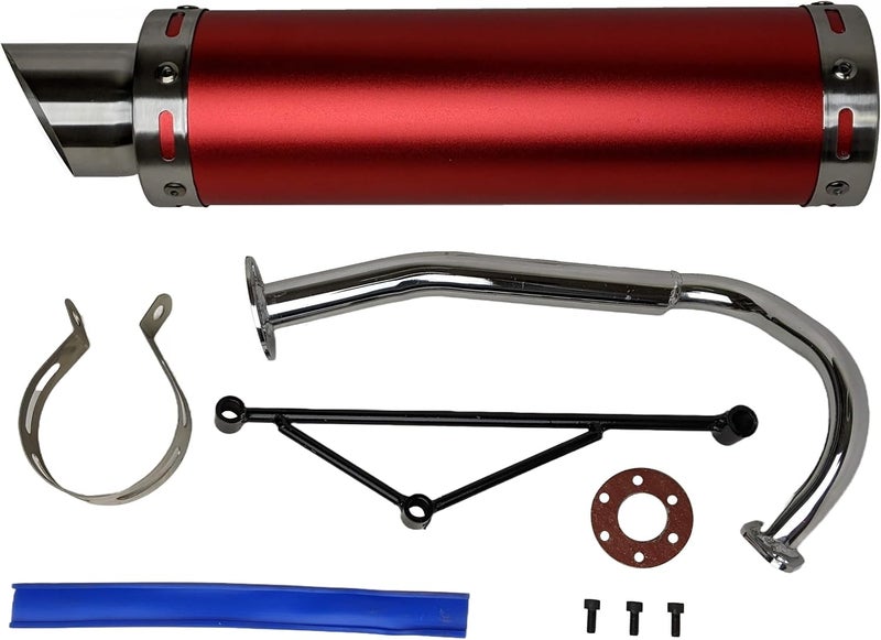 RedCap Replacement Exhaust System Muffler for GY6 50cc Scooter Moped TaoTao Jonway Kymco 139QMB (Red) - Image 1